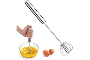 AEX Premium Semi-Automatic Egg Whisk Stainless Steel Push Action Hand Whisk Manual Kitchen Mixer Beater for Cooking, Baking, Cream Whipping, Frothy Coffee, and Blending | Durable Design
