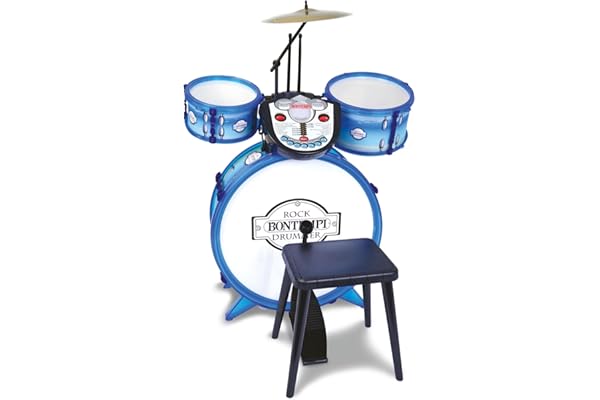 Bontempi-52 5602 – Batterie 3 fûts + tuteur électronique, 525602, Blanc Bleu