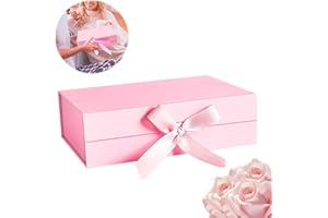 LETTERASHQP Geschenkbox Pink,Geschenkbox mit Deckel,21 * 17 * 7 cm Geschenkbox Rosa Gross,Geschenkverpackung Box mit Band für Hochzeit Geburtstag Weihnachten Jubiläum