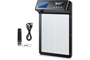 Puerta Gallinero Automatica Solar, Relassy Puerta Automatica Gallinero Anti-Trampa Inteligente, Puerta Gallinero de Aluminio con Temporizador Programable, Pantalla LCD, Sensor de Luz, Control Remoto