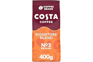 Costa Coffee Beans Signature Blend, Large Bag 400g x 5 (Pack of 5), Robusta and Arabica Beans, Smooth & Nutty with Notes of Caramel, Strength- Medium - 3, Rainforest Alliance