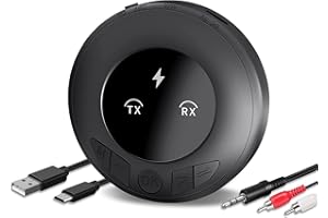 TLsiwio Trasmettitore Ricevitore Bluetooth, 2 in 1 Adattatore Bluetooth Amplificatore Audio Bluetooth con Uscita 3,5 mm per TV Sistema stereo portatile Altoparlanti