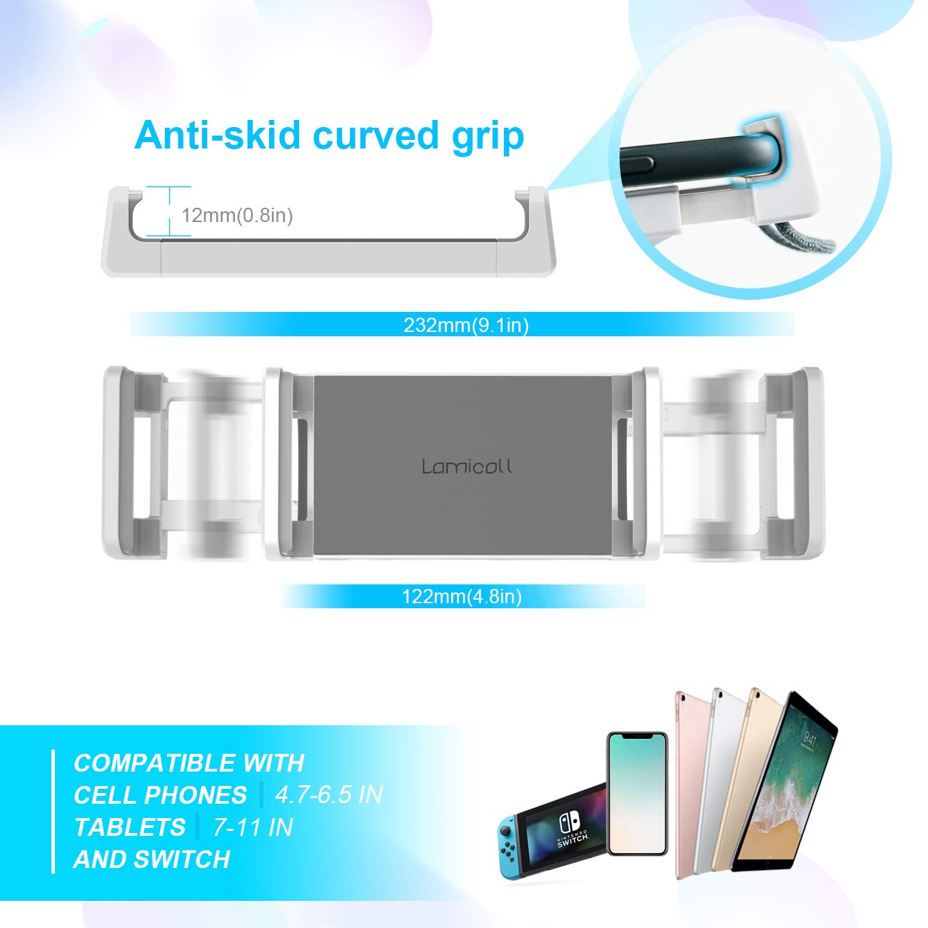 Lamicall Supporto Tablet, Collo Oca Supporto Regolabile - Universale Supporto Stand per 2022 iPad PRO 10.5, 9.7, iPad… - immagine 4