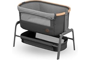 ‎MAXI-COSI Maxi-Cosi Iora Beistellbett Baby, Faltbares Co-Sleeper, 0–6 Monate, max. 9 kg, 4 Neigungs- und 5 Höhenstufen, Leichtes Schieben, Bequeme Matratze, Großer Korb, Leicht zu Tragen, Essential Graphite