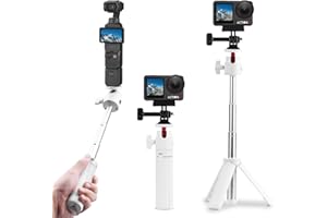 Flymile Mini Tabletop Tripod for Osmo Pocket 3, Portable Vlog Extendable Selfie Stick Stand for GoPro, for DJI Osmo Action 5 Pro/4/3/360, for Insta360, for AKASO Action Camera Accessories(White)