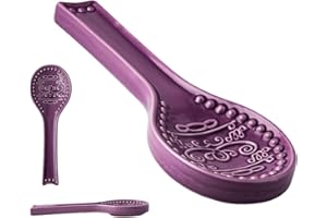 COMFIFY Poggia-cucchiaio decorativo e rustico per il piano di lavoro della cucina - Moderno porta-cucchiaio da cucina in un bel colore viola, realizzato in ceramica senza schegge - lavabile in lavastoviglie