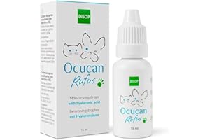 Ocucan Moisturizing Eye Drops with Hyaluronic Acid for the Eyes of Dogs. Lubricating Relief Drops for Dry Eyes, 15 ml