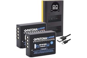 PATONA Platinum NP-W126s NP-W126 Akku Pack - mit Mini LCD DUAL Ladegerät (USB) Kompatibel mit Fuji Fujifilm X-M5 X100VI X-S10 X-T20 X-T30 II X-T5 X-T50 usw.