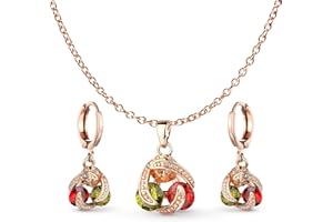 Crystalline Azuria Joyería Juegos de Joyas para Mujeres y Niñas Joyería Juegos de Joyas Boda Joyería Juegos de Joyas con Collar y Pendientes para Esposa Novia Joyería