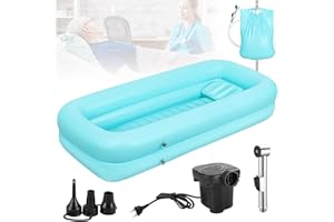 YSISLYBIN Vasca per Doccia, Vasca da Bagno Gonfiabile, Set Vasca da Bagno Doccia Gonfiabile Medica, Sistema Doccia Portatile sul Comodino, Sistema Doccia con Pompa per Anziani/Disabili/Costretti a Letto