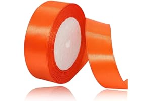 ASALZBOAY Ruban Satin Orange 20mm,22m Ruban Satin,Ruban Cadeau Emballage,Ruban Noel Ruban Tissu pour Ballon,Couture,Nœuds,Artisanat,Bouquet,Décoration de Mariage,Voitures, anniversaire et emballage cadeau