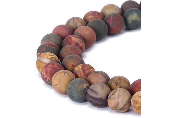Magnifiques perles naturelles en agate, perles rondes en vrac pour fabrication de bijoux, Picasso Jasper, 4 mm