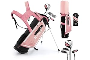 LIFEZEAL Set de Golf para Niños de 5 a 7 Años, Palos de Golf Completos con Bolsa de Transporte Impermeable, Práctica Madera 3, Hierro 7, S y Putter, para Niños diestros