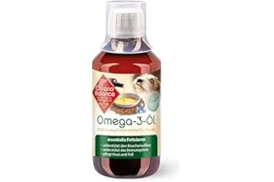 ChronoBalance® Olio Omega-3 per cani, miscela di olio di lino di salmone per alimenti, alimentare naturale nutre la pelle e il pelo e supporta il sistema immunitario con coperchio dosatore (250 ml)