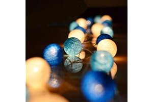 ZODIGHT Fairy Lights LED String Lights Plug in Indoor - 3.8M 20 Pcs 6cm Diameter Cotton Ball String Lights White Xmas Fairy Lights Starry Wall Light Wedding Party Home Christmas Decoration