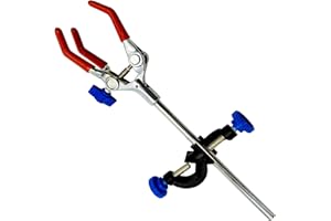 SNOWINSPRING Abrazadera de Laboratorio Cabezal Recubierto de Goma 3 Puntas y un de Soporte de Laboratorio Negro