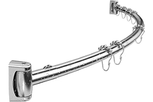 Misounda Asta Per Tenda Da Doccia A Curva 140-200cm, Bastone Supporto Palo Per Tenda Vasca Da Bagno Doccia Regolabile, Adatto Per Bagno, Cucina, Spogliatoio.