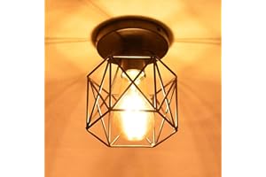 ‎NUODIFAN NUODIFAN Vintage Deckenleuchten, Retro E27 Lampenfassung Leuchtmittel Metall Lampenschirm Deckenlampe Semi-Flush Mount Pendelleuchte