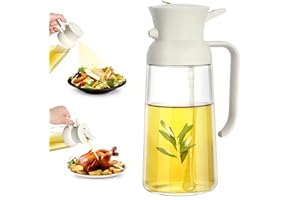 LandHope olive oil spray bottle -2 in 1 Olive Oil Dispenser Bottle for Kitchen and sprayer -18oz/550ml cooking oil spray bottle-Oil Sprayer for Cooking Air Fryer, BBQ, Salad and Steak(White)