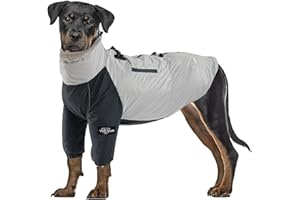 TOPSOSO Manteau d'hiver imperméable et coupe-vent pour chien - Doublure en velours avec harnais pour chien - Boucle en D - Cordon de serrage réglable - Fermeture éclair - Bandes réfléchissantes - Sac pratique