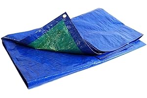 TECPLAST Bâche de Chantier 10x15 m SR150CH Bleue et Verte - Haute Qualité - Bâche de protection imperméable pour Travaux