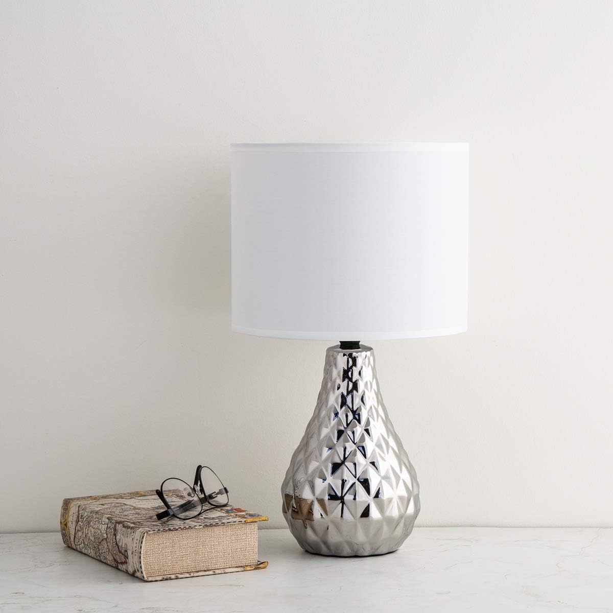 Home Centre Ceramic Table Lamp (Silver)
