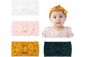 Makone Vendas del bebé súper elásticas Suaves Nudo de bebé Turbante Multicolor Hairband de los bebés recién Nacidos Banda para Cabeza (Style-89/4PCS)