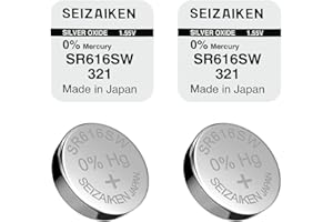 GÉNÉRIQUE Pila de reloj SR616SW (321) Lote de 2 pilas para reloj Seizaiken Seiko Pila de botón SR616SW Made in Japan Compatible con todas las marcas de cualquier tipo de relojes