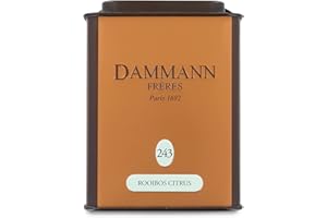 PASSERINI PASTICCERIA A MILANO DAL 1919 Damman Rooibos Citrus 243 - Tisana al limone, clementine, arancia sanguigna e cola, con scorze di arancia, 100 grammi, Damman Frères