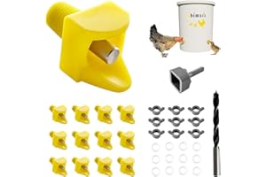 Whimsii Chicken Waterer Nipples, Horizontal Side Mount, Anti-Leak Automatic Water System for Poultry, Suitable for Chickens, Duck, Quail, Pack of, Includes Drill Bit & Installation Tool