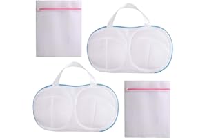 BCZR 2pcs Sac De Lavage en Maille Soutien-Gorge+2pcs Sac Linge Machine a Laver，Filet Linge Machine à Laver，Filet De Lavage，Sacs à Linge，pour Soutien-Gorge à Linge, Chaussettes, Culotte