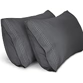 Lirex 2-Pack Pillow Covers, Size 50 cm x 75 cm Soft Brushed Microfibre, Breathable Wrinkle Free and Machine Washable, Dark Gr