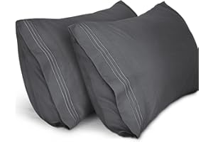 Lirex 2-pak poszewek na poduszki 1800 nici, miękka szczotkowana mikrofibra, oddychające bez zmarszczek i można prać w pralce (50 x 80 cm, ciemnoszary)