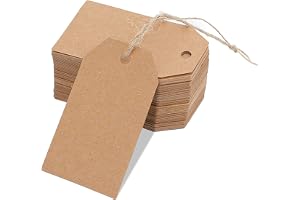 Ouligay 100 stycken prislappar, hängen 7 x 4 cm, prisetiketter, loppmarknad, kraftpapper, presentetiketter, för märkning etiketter, hängetiketter, stor hängande prisdag, för kläder, smycken, display