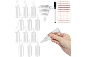 Kleemeiero 12 Stück Quetschflasche 60ml Squeeze Flasche mit Trichtern Etiketten Squeeze bottle bpa free Saucenflasche Leer Soßenflaschen Plastikflaschen zum Befüllen quetschflaschen für Öl Soßen