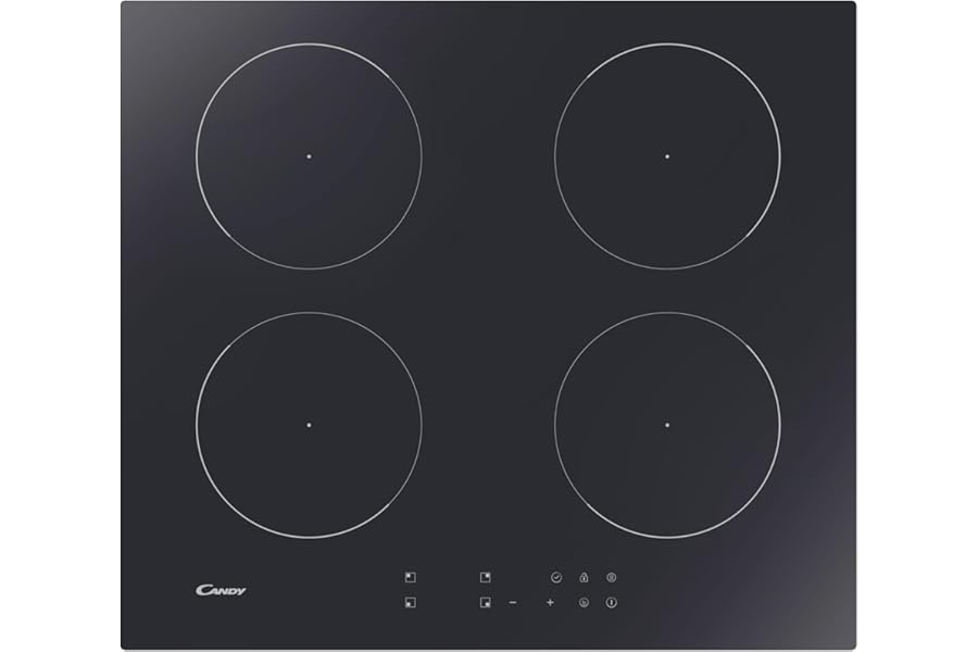 Candy Moderna CETPS64MCWIFITT Induction Hob, 4 Burners, Touch Controls, Connected, Glass Ceramic, 59 x 52 x 6 cm, Black
