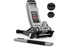 GENTOR Cric idraulico 3T ribassato 75-505mm con 2 tamponi in gomma – Sollevatore per auto con ruote orientabili a 360° – Grigio chiaro