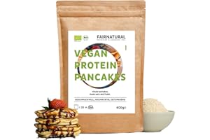 FAIRNATURAL BIO VEGAN Protein Pancakes Mix [Regional aus Deutschland] Hochwertiges & gesundes Frühstück mit viel Protein und wenig Zucker (400g)