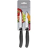 Victorinox, Swiss Classic, set di coltelli da verdura da 2 pezzi, lavabili in lavastoviglie, inossidabili, colore nero