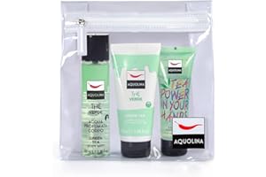 Aquolina, Travel Set THE VERDE. Contiene: 1 Bagno Doccia 100 ml, 1 Acqua Corpo 100ml, 1 Gel Igienizzante 75ml