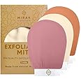 Mirak Naturals 3 Deep Exfoliating Mitts Body Scrub for Soft Skin - Exfoliating Glove & Skin Cleanser Spa Hammam Fake Tan Remover, Double-Sided Deep Exfoliation Scrubbing Mitt, Shower Gloves