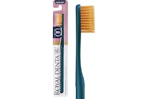 Royal Denta Super miękka szczoteczka do zębów dla dorosłych, bardzo miękka szczoteczka do zębów, złote cząsteczki zapobiegające bakteriom, metaliczna zieleń