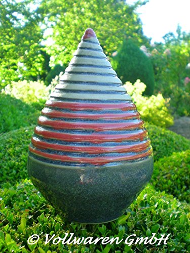 ROSENKUGEL ZAPFEN geringelt KERAMIK H17 handgearbeitet anthrazit Kunstkeramik FROSTFEST