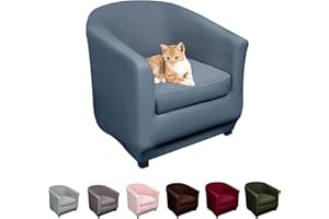 ‎LYDEVO Lydevo Sesselhussen Clubsessel Stretch Sesselschoner Sesselbezug Tub Chair Cover Couchbezug Elastisch Anti-Rutsch Club Sesselüberwürfe Husse für Loungesessel,Blau Grau