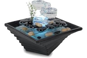 ‎ZEN LIGHT Keramik und hochwertiges weißes Glas -Innenbrunnen, Meditationsdekoration, Zen -Jar -Tasse, hoher Geschenkidee, H 20x23x23cm - Himalaya aus Salt Range Pakistan Zen'light