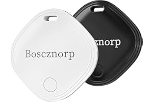 Boscznorp Air Tracker Lot de 2 avec Localiser (iOS Uniquement) Recherche d'articles Super légers pour clés, Bagages, Sac à Dos, Batterie remplaçable, étiquettes de Suivi avec 2 Porte-clés