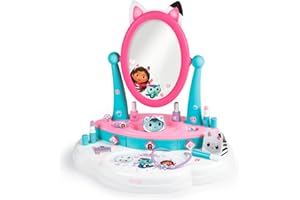 Smoby - Gabby et la Maison Magique - 3 Univers - Coiffeuse, Onglerie, Maquillage Factice - Vernis, Mascara, Peigne, Bracelets et Autres Accessoires - A Partir de 3 Ans - Fabrication Française