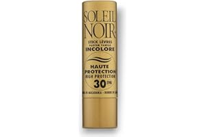 Soleil Noir - Stick Lèvres Incolore, Goût Vanille - SPF 30, Haute Protection Solaire - Nourrit, Hydrate, Protège - Huile de Macadamia, Beurre de Karité - Fabrication Française - 4g