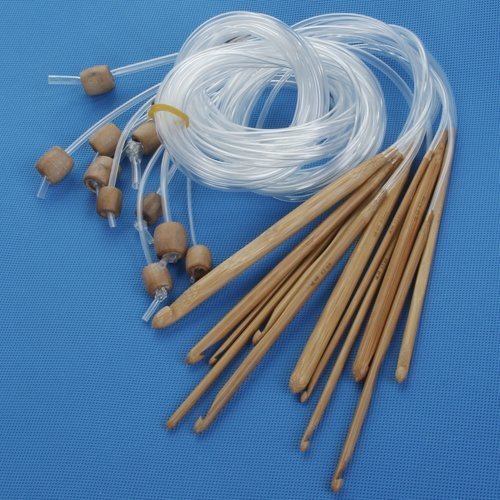 12 Groessen afghanischen tunesischen Carbonized Bambus Haekelnadeln 3,0-10.0mm–Mit anschliesst Kunststoff Kabel fuer maximale Flexibilitaet Projekt - 2
