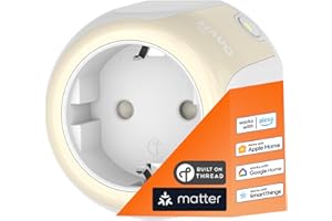 Onvis Enchufe Inteligente Matter over Thread, Smart Plug Compatible con Alexa, Apple HomeKit y Google Home, Respuesta Rapida, Horarios & Temporizadores, APP de Control, 16A/4000W (1 unidad)